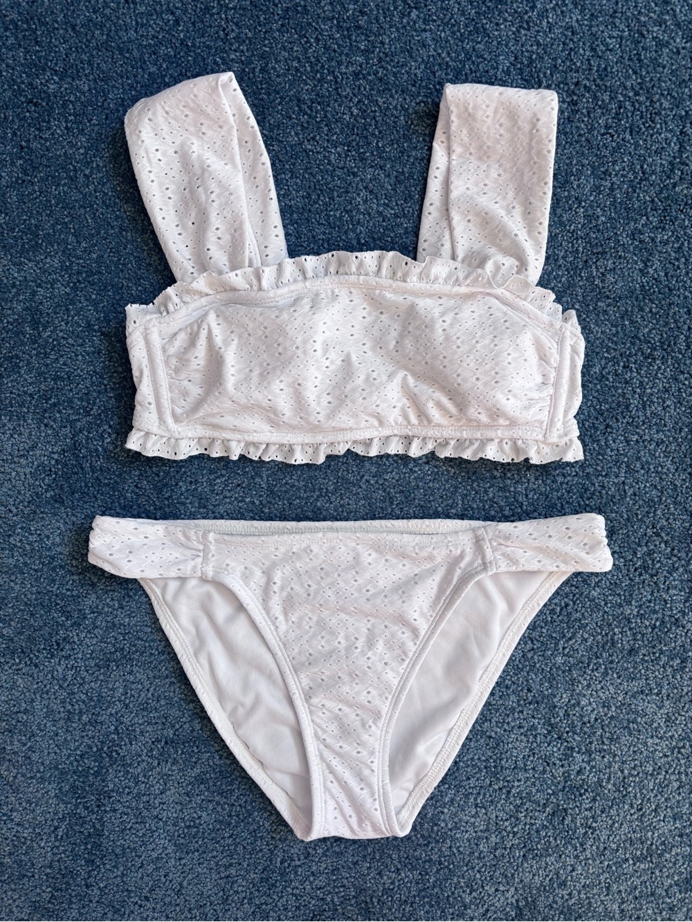Xhilaration White Eyelet Ruffle Bikini Top and Bottom